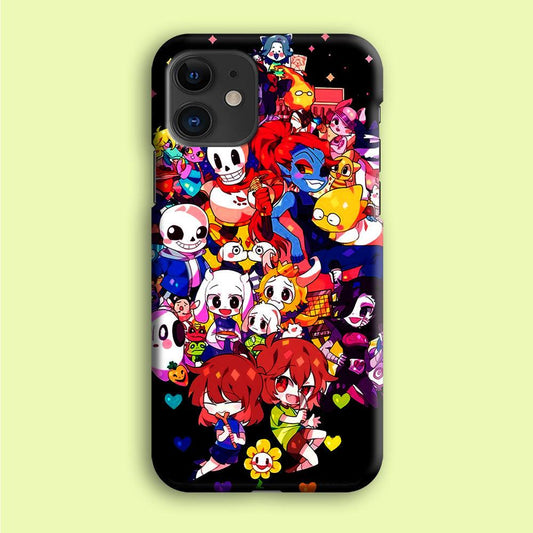 Undertale Black iPhone 12 Mini Case-Plastic / Full Wrap (3D Case)-Xtracase