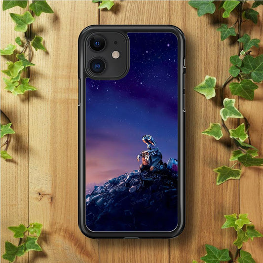 Wall-e Looks Up at The Sky iPhone 11 Case-Rubber / Black (2D Case)-Xtracase