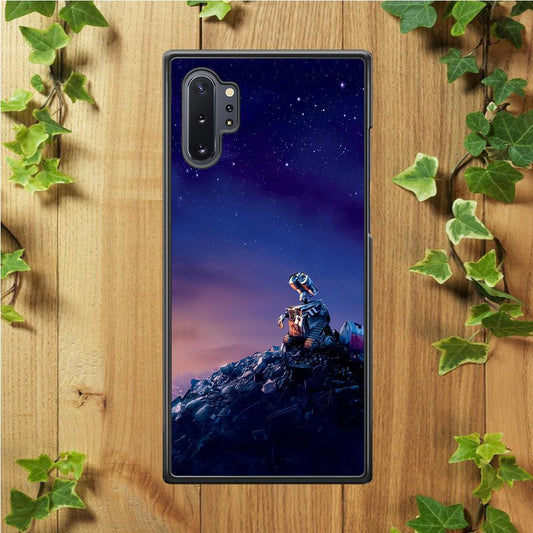 Wall-e Looks Up at The Sky Samsung Galaxy Note 10 Plus Case-Rubber / White (2D Case)-Xtracase