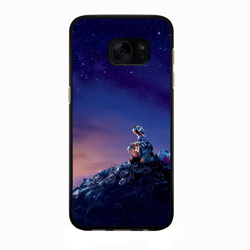 Wall-e Looks Up at The Sky Samsung Galaxy S7 Edge Case-Rubber / Black (2D Case)-Xtracase