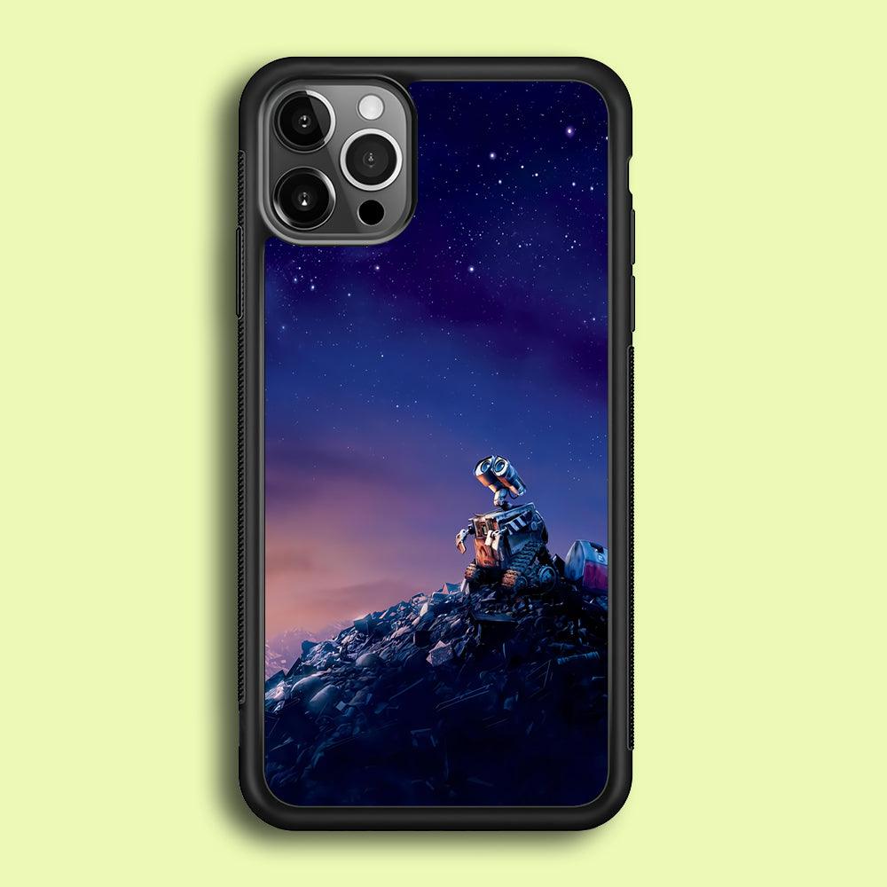 Wall-e Looks Up at The Sky iPhone 12 Pro Max Case-Rubber / Black (2D Case)-Xtracase