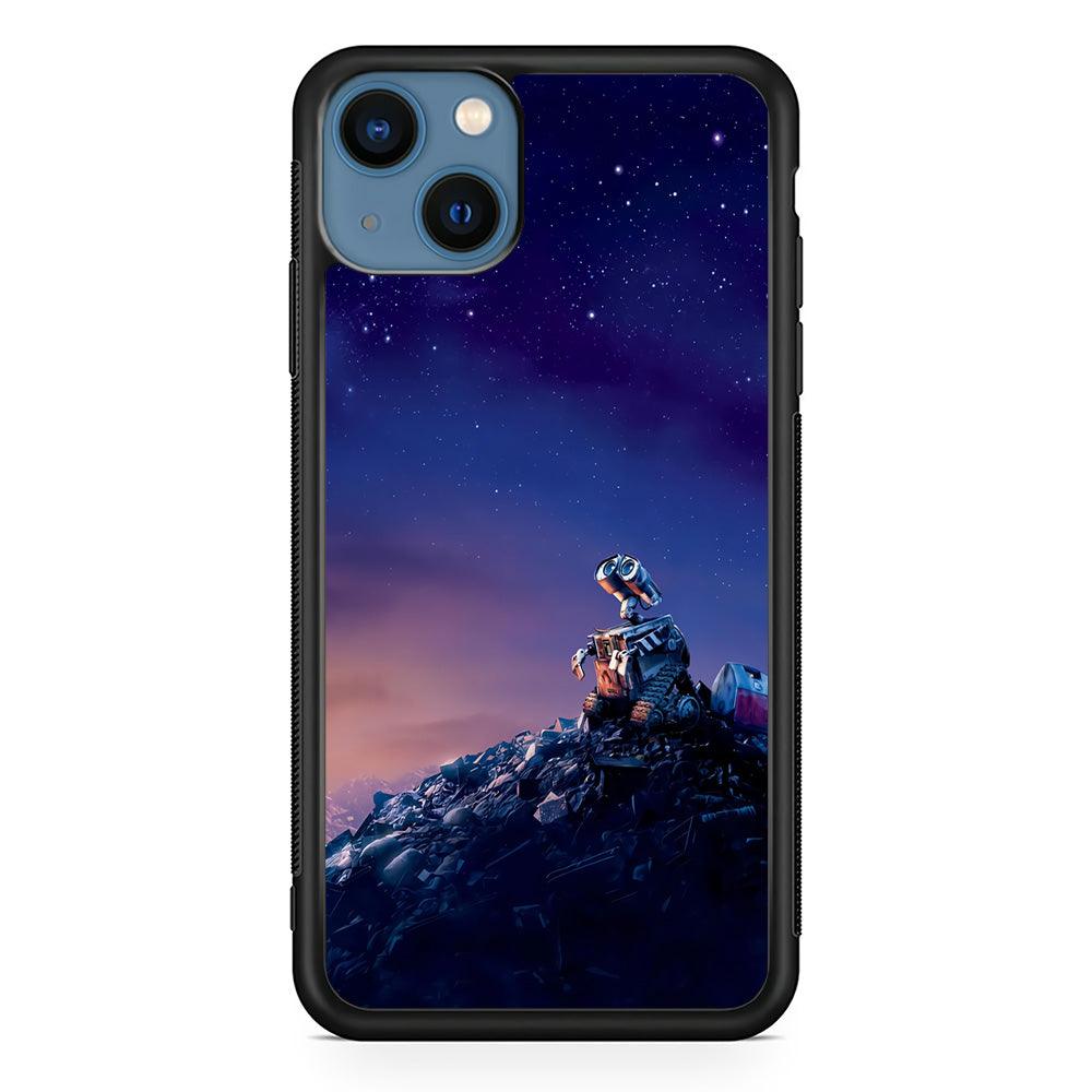 Wall-e Looks Up at The Sky iPhone 13 Case-Rubber / Black (2D Case)-Xtracase