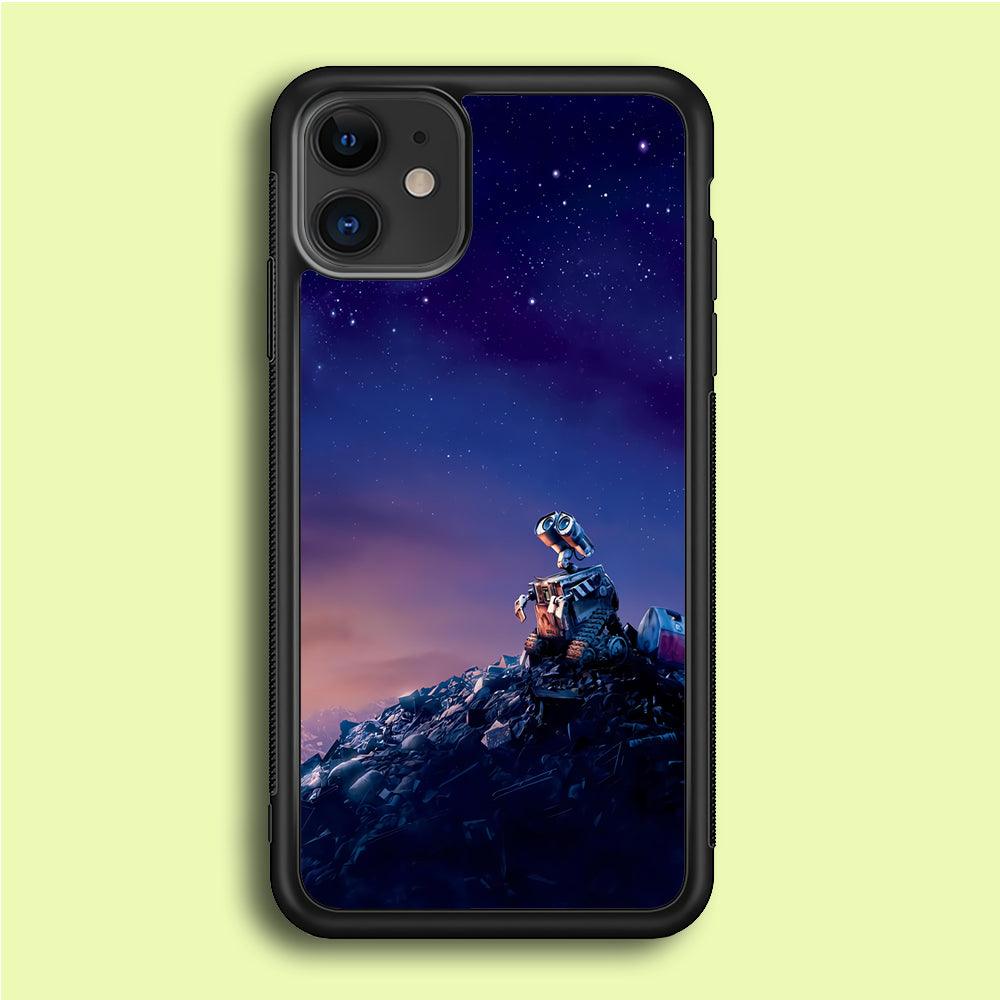 Wall-e Looks Up at The Sky iPhone 12 Case-Rubber / Black (2D Case)-Xtracase