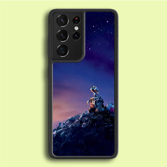 Wall-e Looks Up at The Sky Samsung Galaxy S21 Ultra Case-Rubber / White (2D Case)-Xtracase