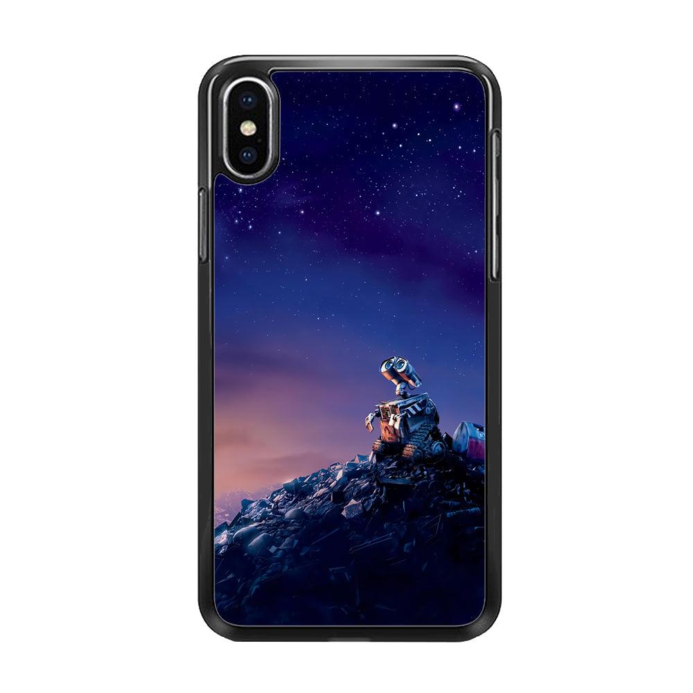 Wall-e Looks Up at The Sky iPhone Xs Max Case-Rubber / Black (2D Case)-Xtracase