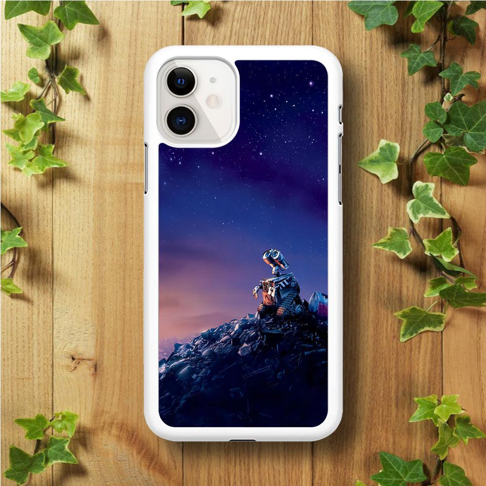 Wall-e Looks Up at The Sky iPhone 11 Case-Rubber / White (2D Case)-Xtracase
