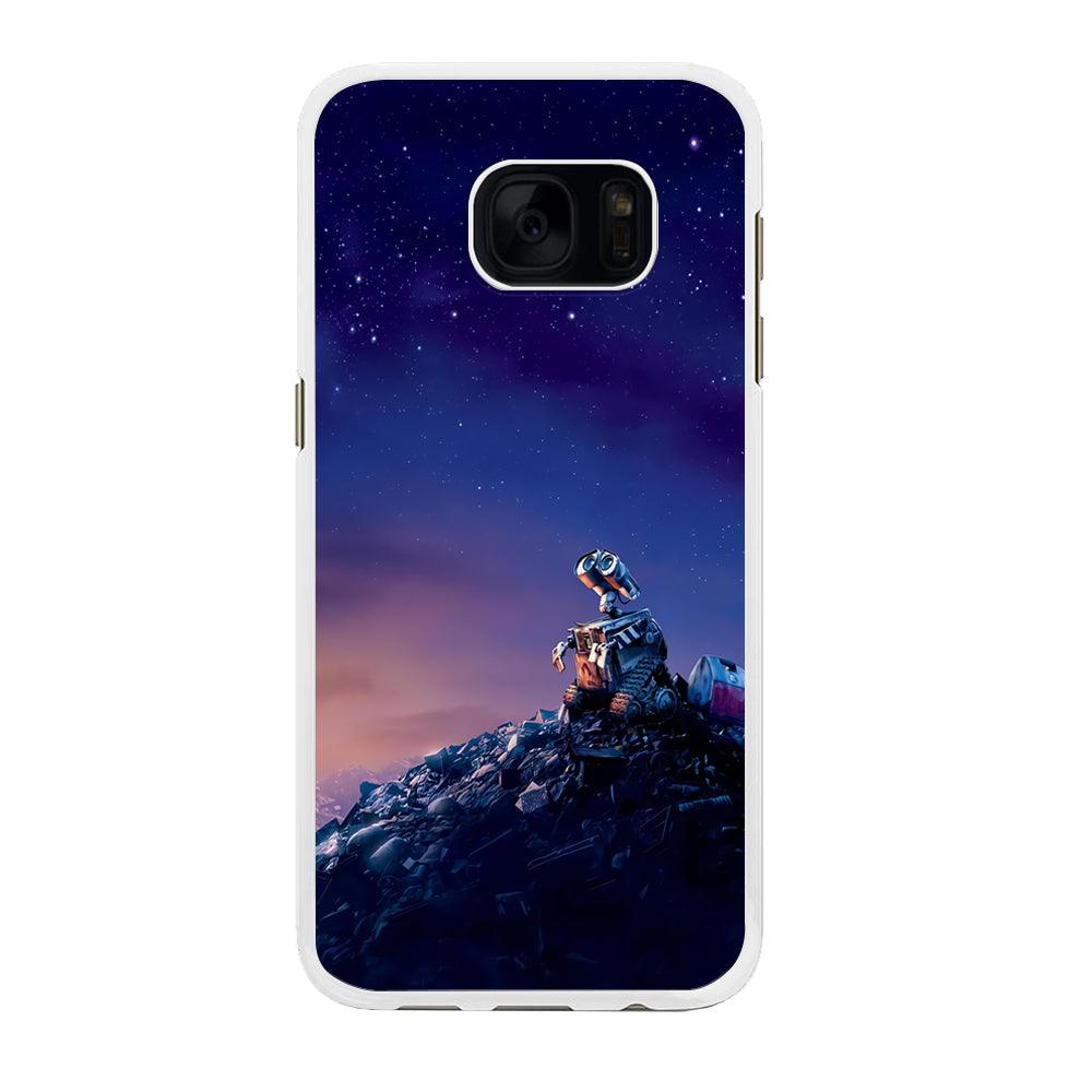 Wall-e Looks Up at The Sky Samsung Galaxy S7 Edge Case-Rubber / White (2D Case)-Xtracase