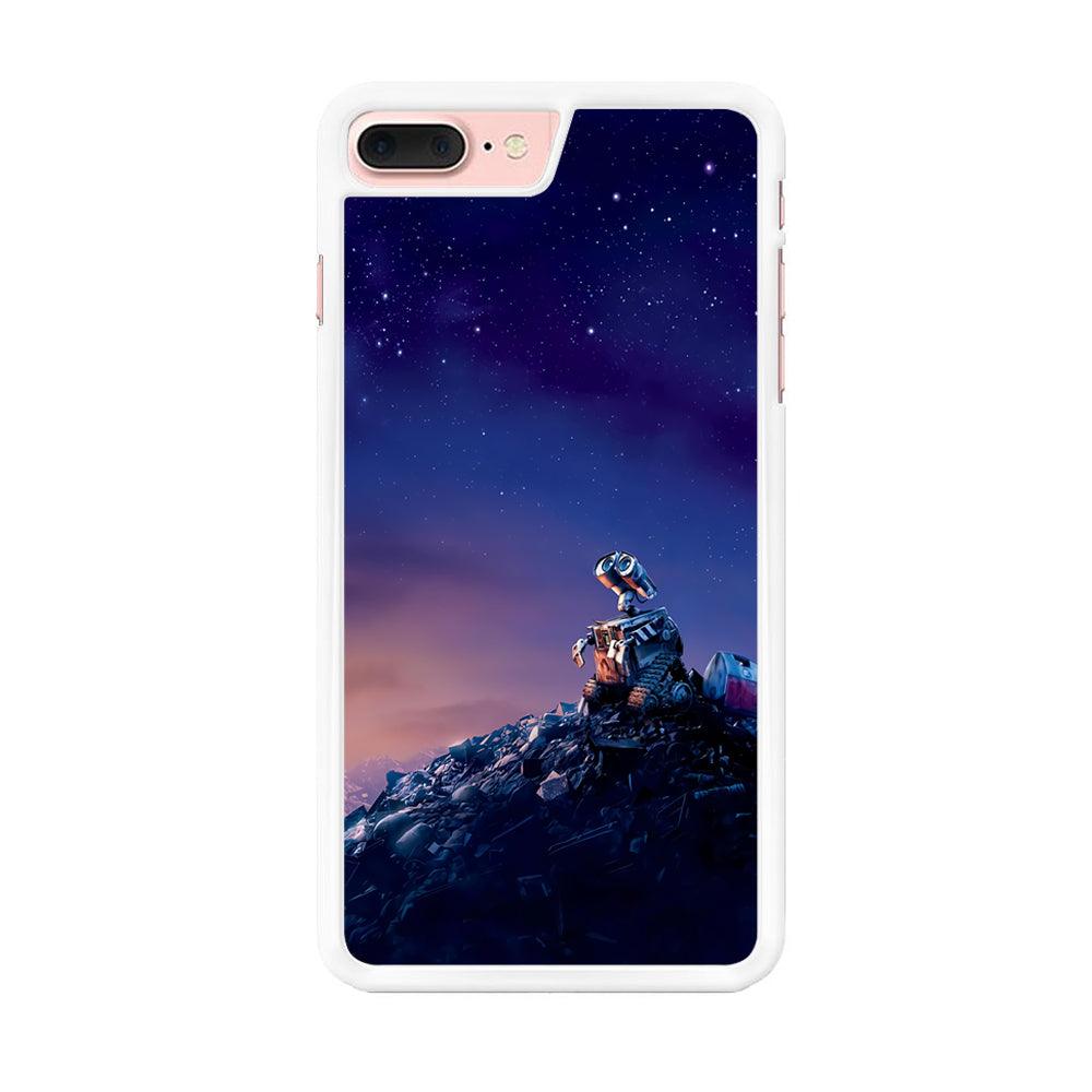 Wall-e Looks Up at The Sky iPhone 8 Plus Case-Rubber / White (2D Case)-Xtracase