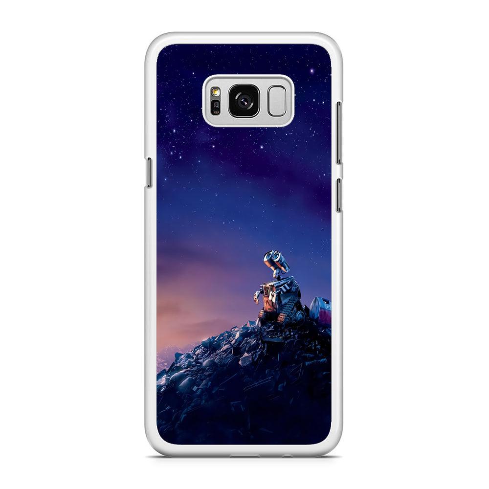 Wall-e Looks Up at The Sky Samsung Galaxy S8 Case-Rubber / White (2D Case)-Xtracase