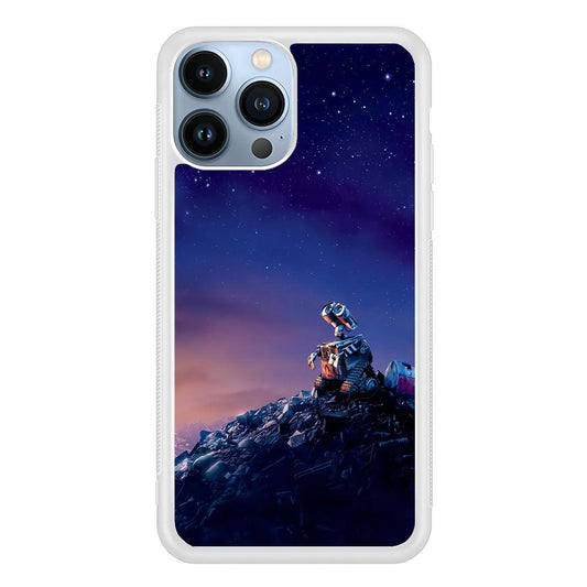 Wall-e Looks Up at The Sky iPhone 13 Pro Case-Rubber / White (2D Case)-Xtracase