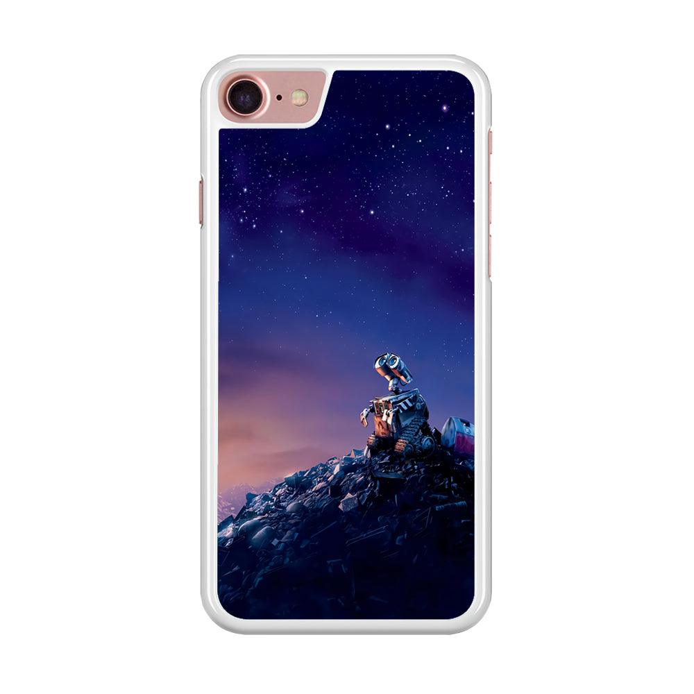 Wall-e Looks Up at The Sky iPhone SE 2020 Case-Rubber / White (2D Case)-Xtracase