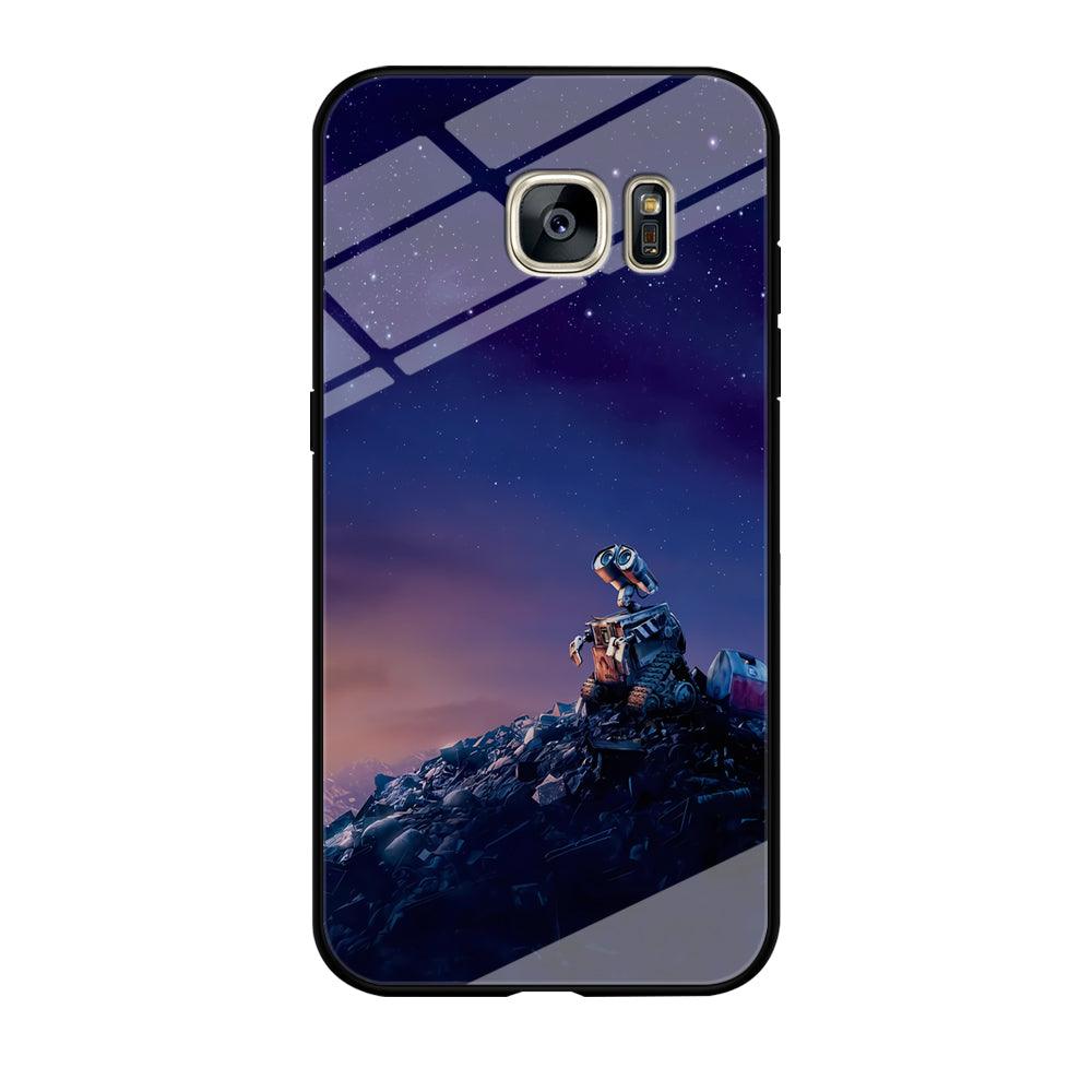 Wall-e Looks Up at The Sky Samsung Galaxy S7 Edge Case-Tempered Glass Case-Xtracase