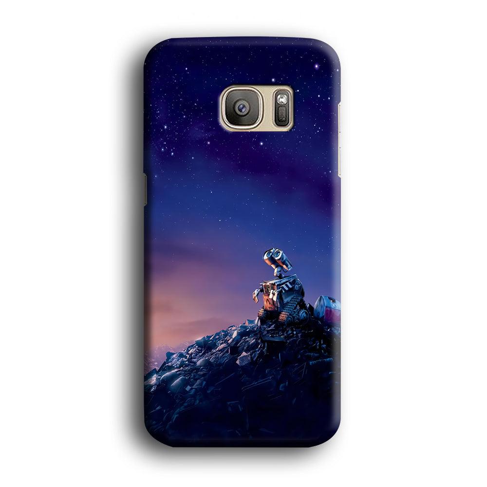 Wall-e Looks Up at The Sky Samsung Galaxy S7 Edge Case-Plastic / Full Wrap (3D Case)-Xtracase