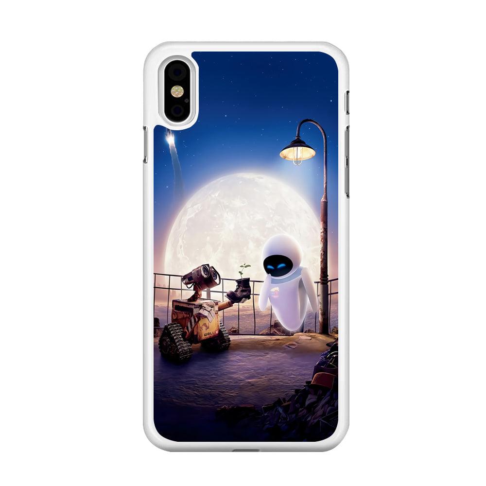Wall-e With The Couple iPhone X Case-Rubber / White (2D Case)-Xtracase
