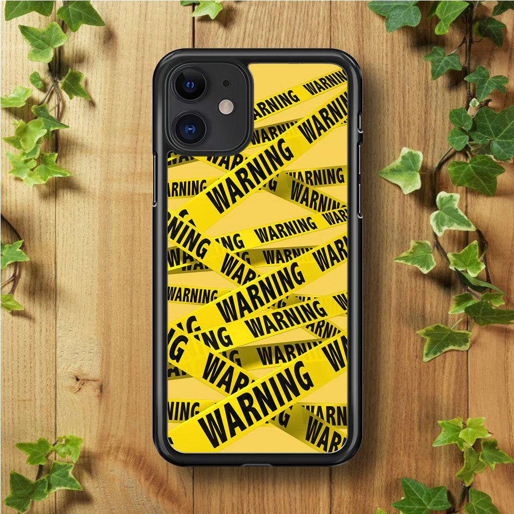 Warning Line Yellow iPhone 11 Case-Rubber / Black (2D Case)-Xtracase