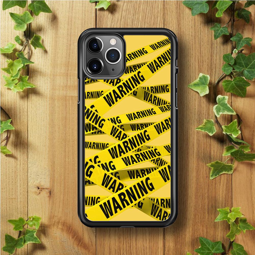 Warning Line Yellow iPhone 11 Pro Case-Rubber / Black (2D Case)-Xtracase