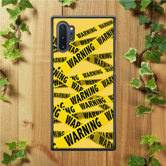 Warning Line Yellow Samsung Galaxy Note 10 Plus Case-Rubber / White (2D Case)-Xtracase