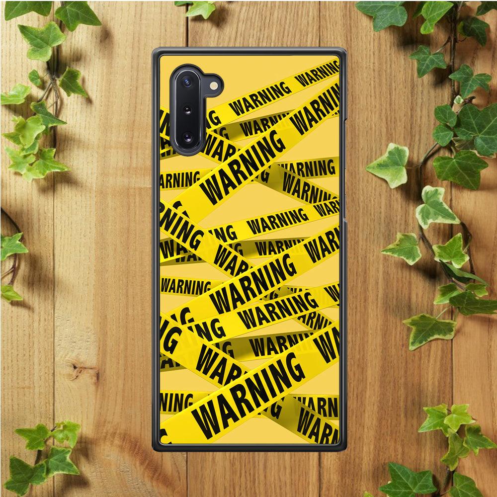 Warning Line Yellow Samsung Galaxy Note 10 Case-Rubber / White (2D Case)-Xtracase