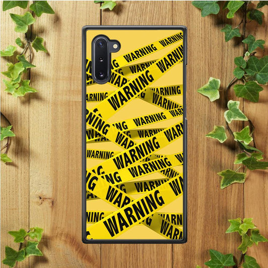 Warning Line Yellow Samsung Galaxy Note 10 Case-Rubber / White (2D Case)-Xtracase