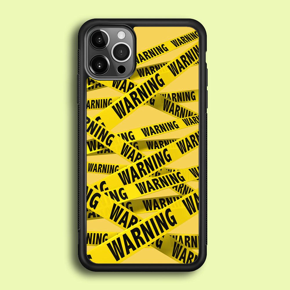Warning Line Yellow iPhone 12 Pro Case-Rubber / Black (2D Case)-Xtracase