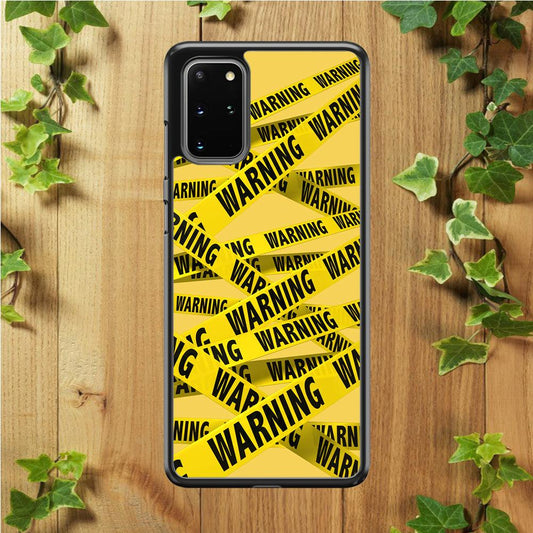 Warning Line Yellow Samsung Galaxy S20 Plus Case-Rubber / Black (2D Case)-Xtracase