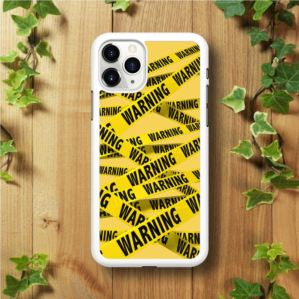 Warning Line Yellow iPhone 11 Pro Case-Rubber / White (2D Case)-Xtracase
