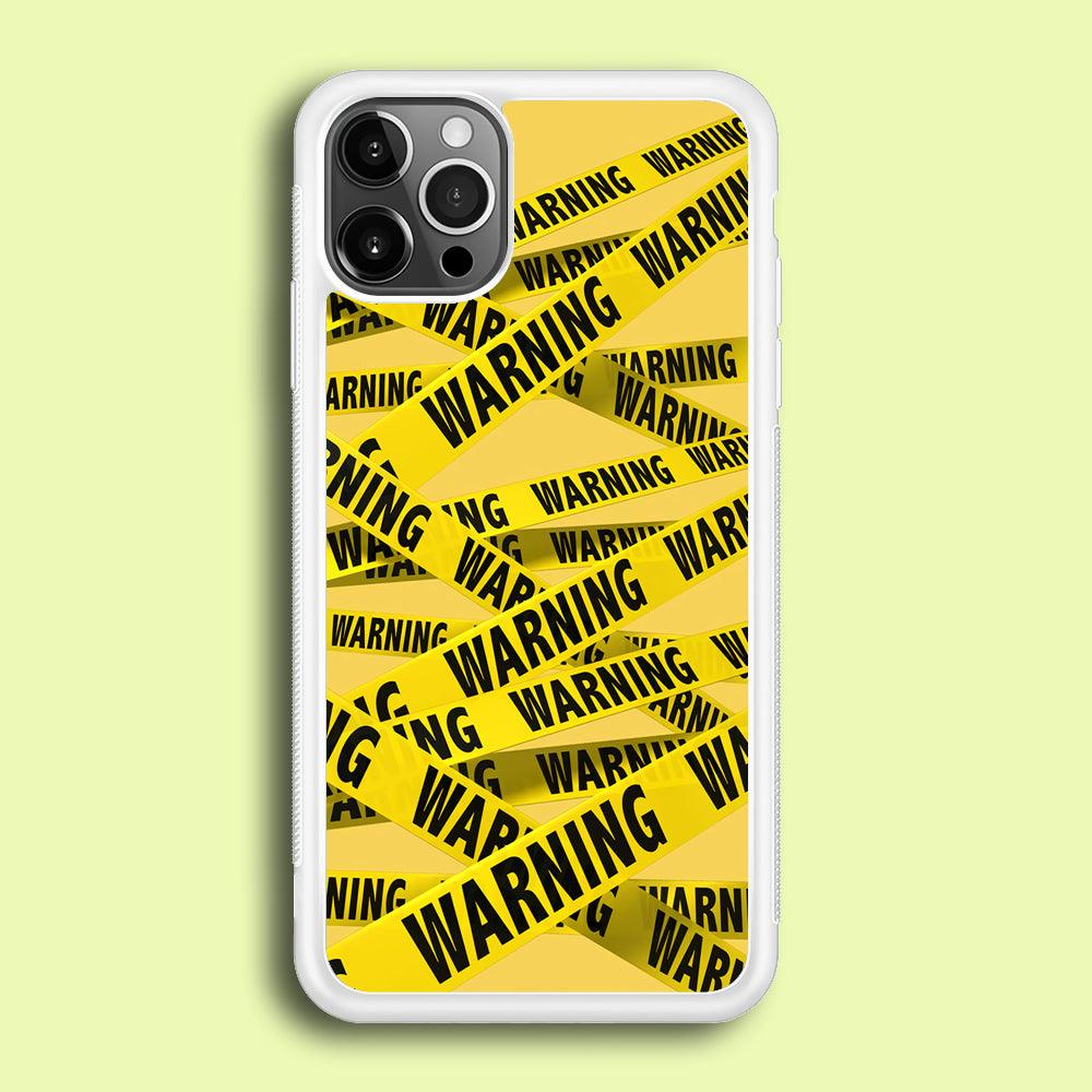 Warning Line Yellow iPhone 12 Pro Case-Rubber / White (2D Case)-Xtracase