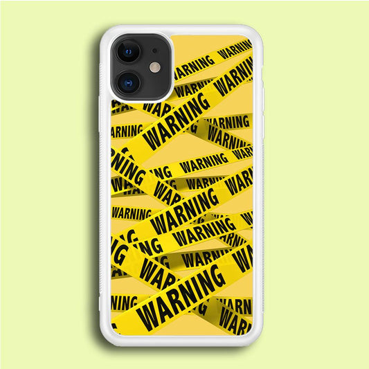 Warning Line Yellow iPhone 12 Mini Case-Rubber / White (2D Case)-Xtracase