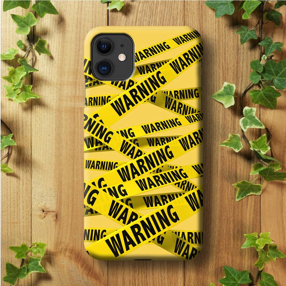 Warning Line Yellow iPhone 11 Case-Plastic / Full Wrap (3D Case)-Xtracase