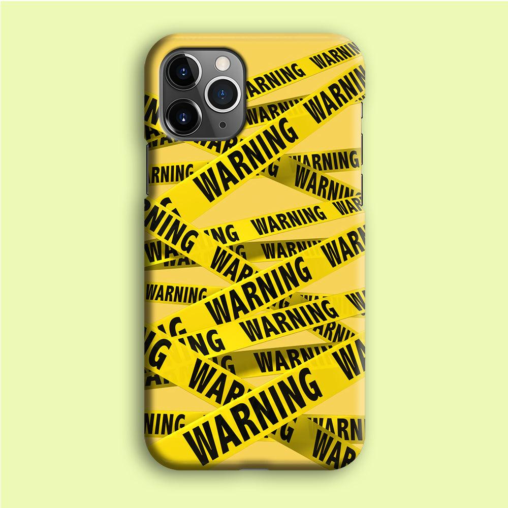 Warning Line Yellow iPhone 12 Pro Case-Plastic / Full Wrap (3D Case)-Xtracase