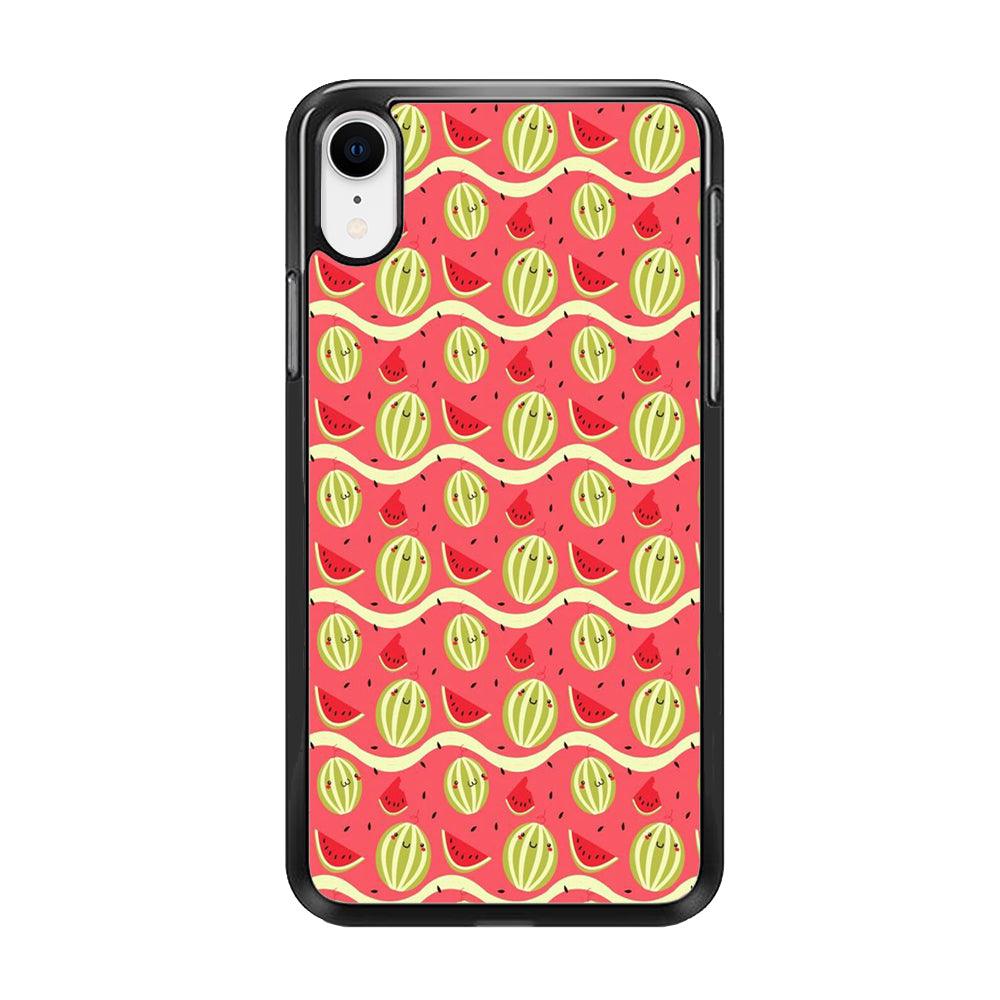 Watermelon Pattern Red iPhone XR Case-Rubber / Black (2D Case)-Xtracase