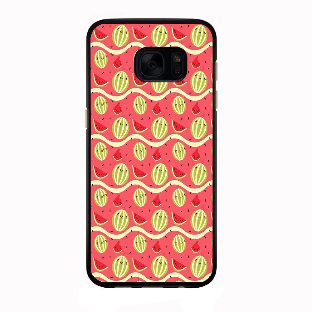 Watermelon Pattern Red Samsung Galaxy S7 Edge Case-Rubber / Black (2D Case)-Xtracase