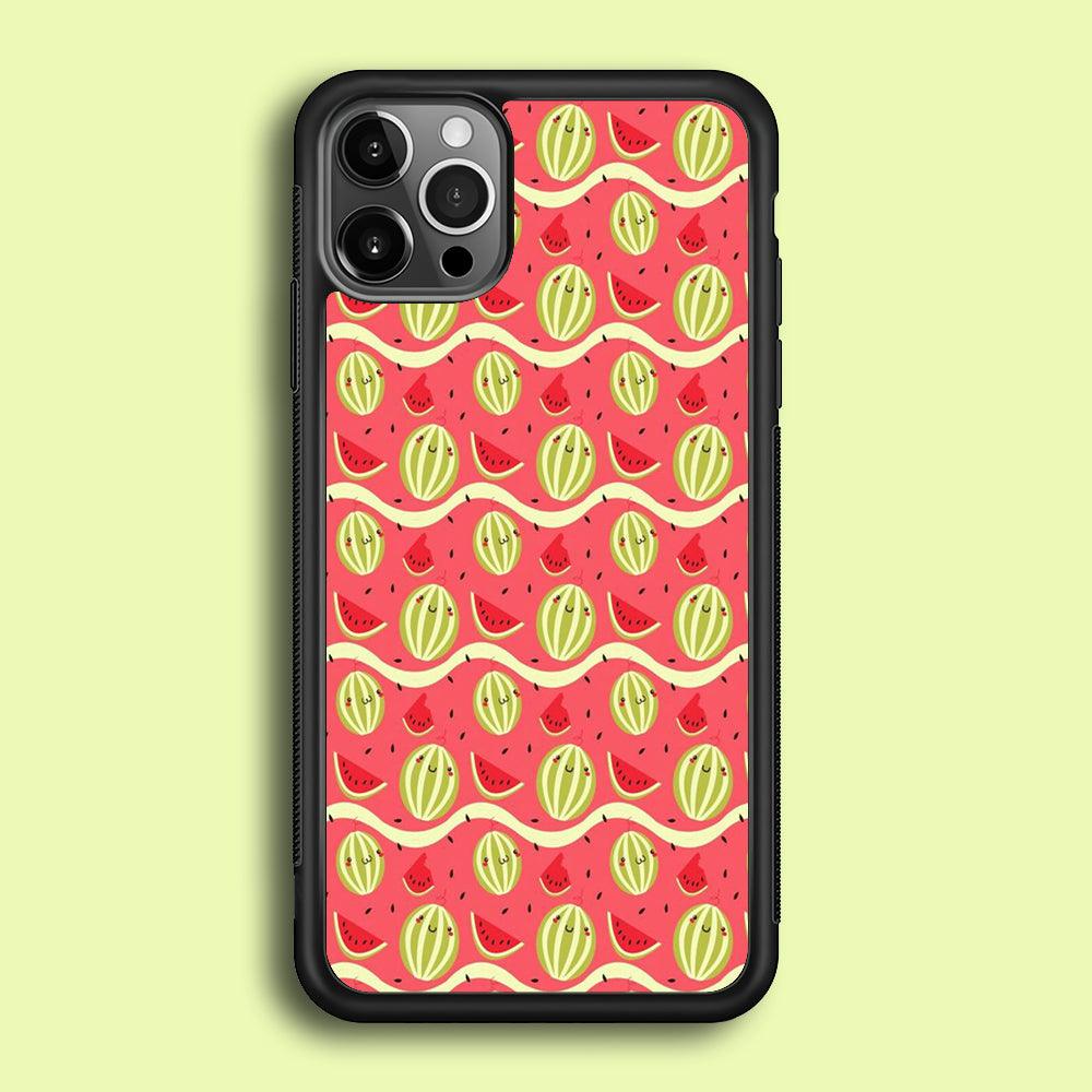 Watermelon Pattern Red iPhone 12 Pro Case-Rubber / Black (2D Case)-Xtracase