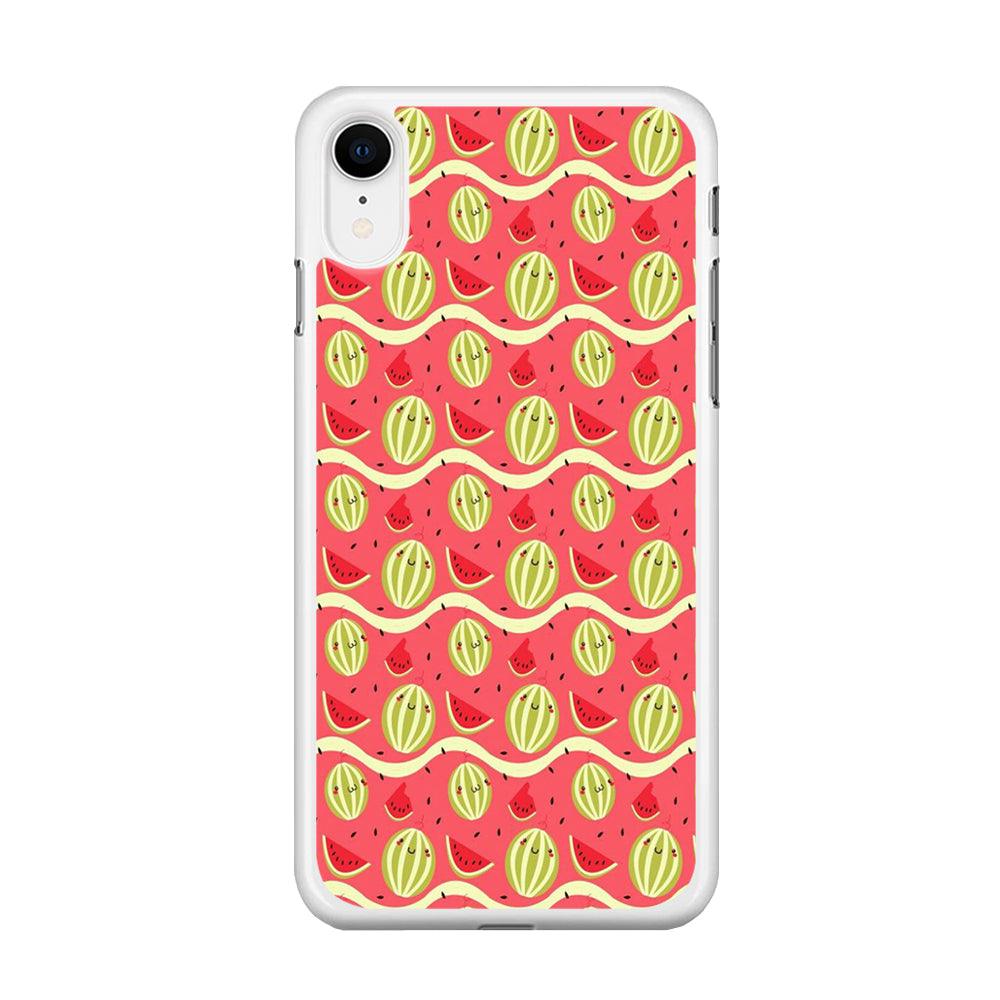 Watermelon Pattern Red iPhone XR Case-Rubber / White (2D Case)-Xtracase