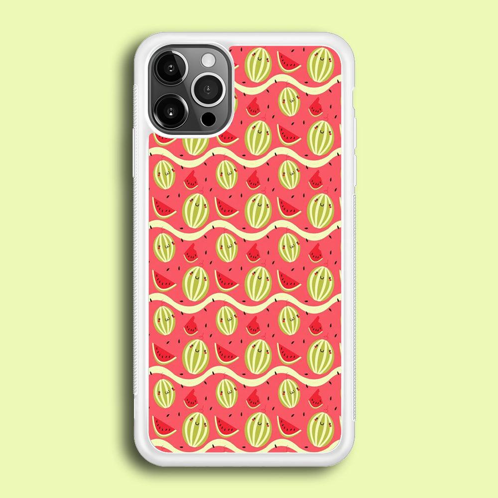 Watermelon Pattern Red iPhone 12 Pro Case-Rubber / White (2D Case)-Xtracase