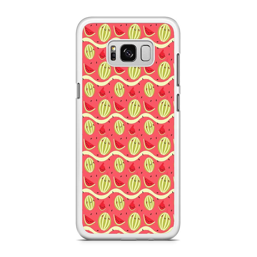 Watermelon Pattern Red Samsung Galaxy S8 Case-Rubber / White (2D Case)-Xtracase