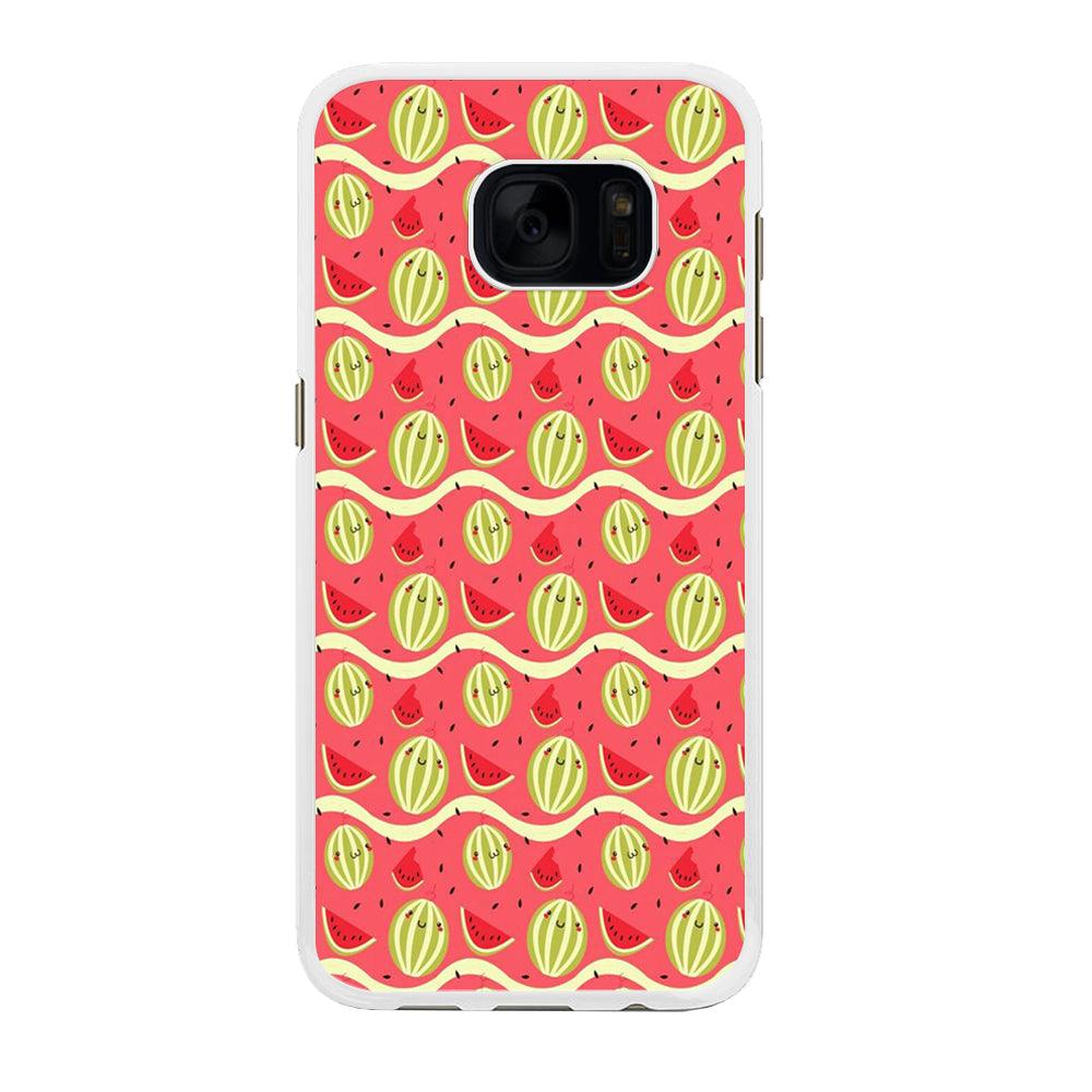 Watermelon Pattern Red Samsung Galaxy S7 Edge Case-Rubber / White (2D Case)-Xtracase