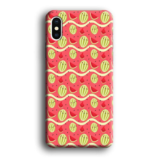 Watermelon Pattern Red iPhone X Case-Plastic / Full Wrap (3D Case)-Xtracase