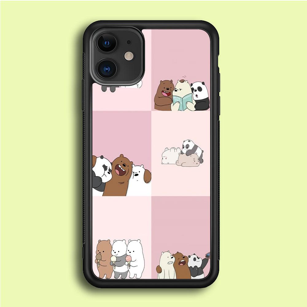 We Bare Bear Daily Life iPhone 12 Case-Rubber / Black (2D Case)-Xtracase