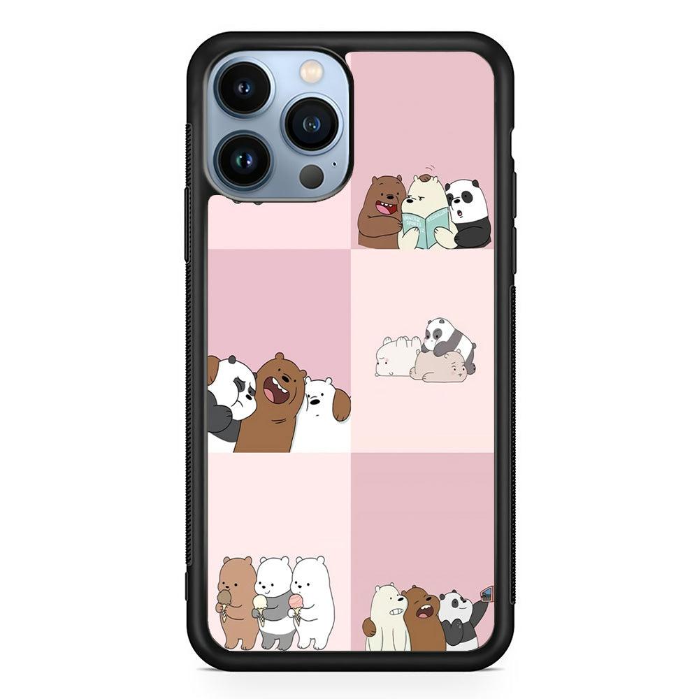 We Bare Bear Daily Life iPhone 13 Pro Max Case-Rubber / Black (2D Case)-Xtracase