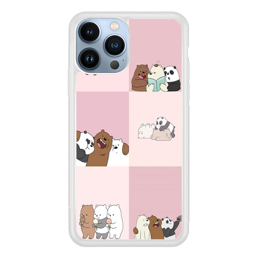We Bare Bear Daily Life iPhone 13 Pro Max Case-Rubber / White (2D Case)-Xtracase