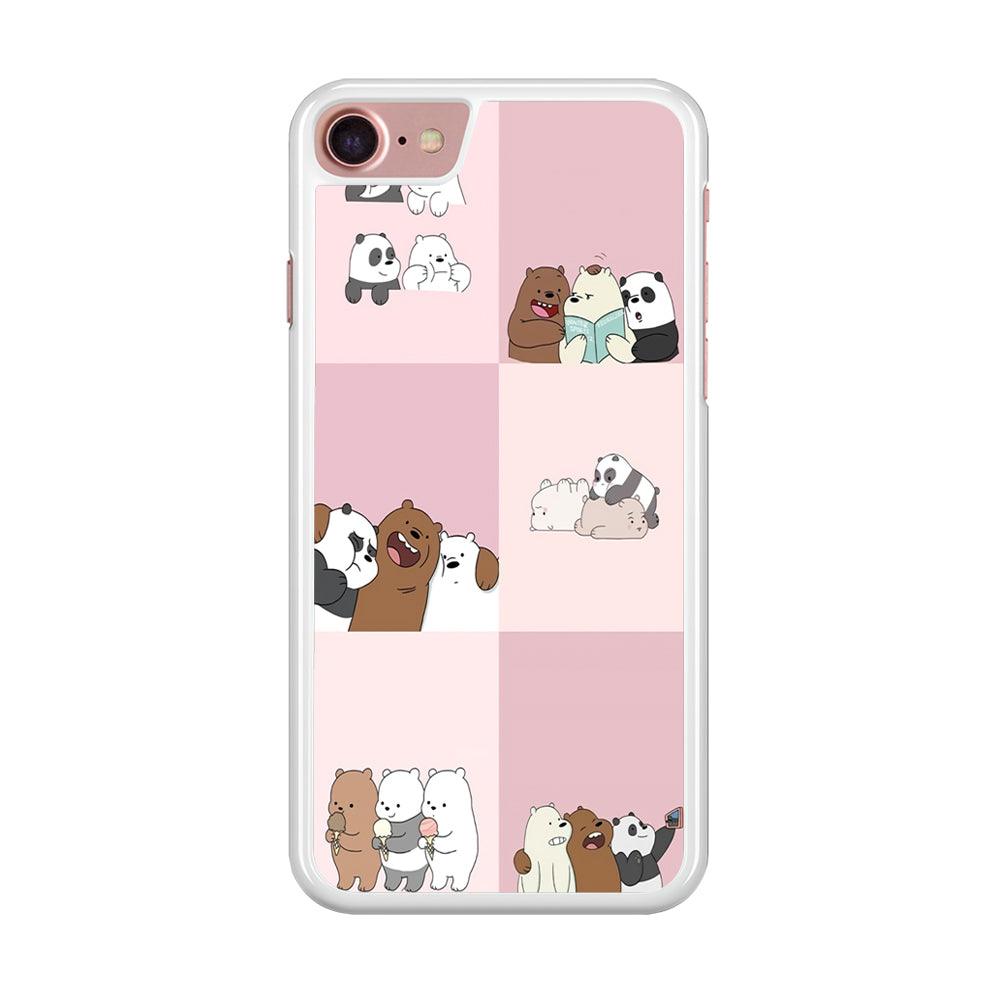 We Bare Bear Daily Life iPhone SE 2020 Case-Rubber / White (2D Case)-Xtracase