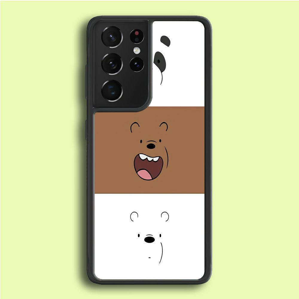 We Bare Bear Face Samsung Galaxy S21 Ultra Case-Rubber / White (2D Case)-Xtracase