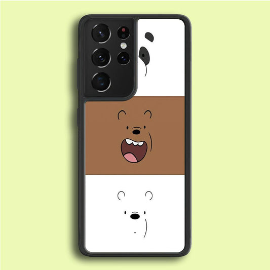 We Bare Bear Face Samsung Galaxy S21 Ultra Case-Rubber / White (2D Case)-Xtracase