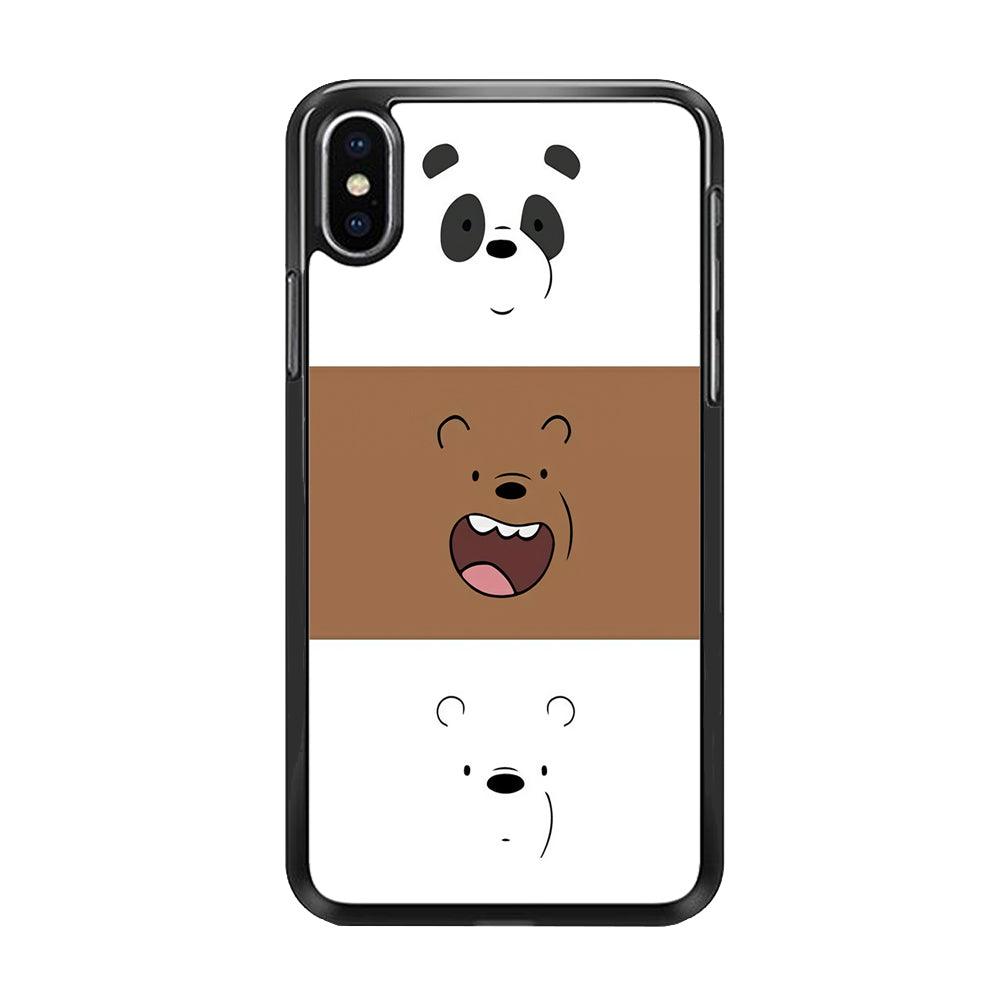 We Bare Bear Face iPhone Xs Case-Rubber / Black (2D Case)-Xtracase