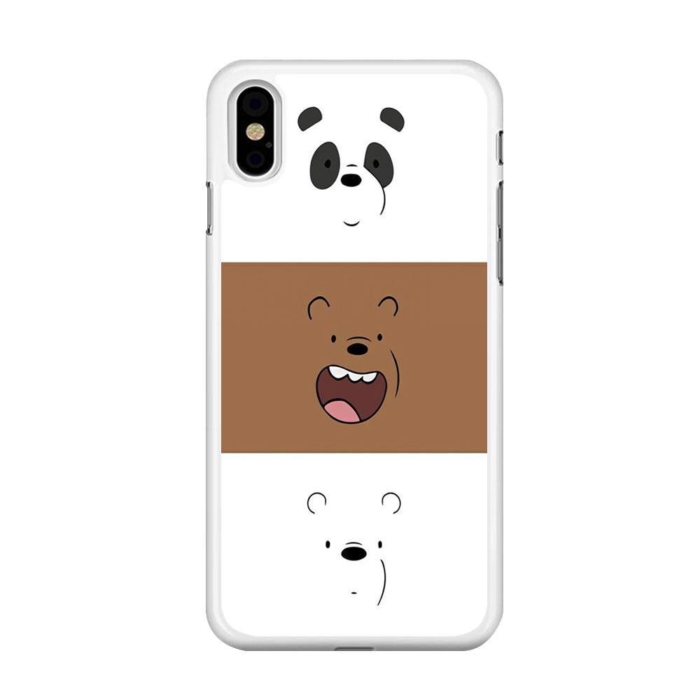 We Bare Bear Face iPhone Xs Case-Rubber / White (2D Case)-Xtracase