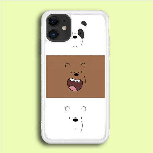 We Bare Bear Face iPhone 12 Case-Rubber / White (2D Case)-Xtracase
