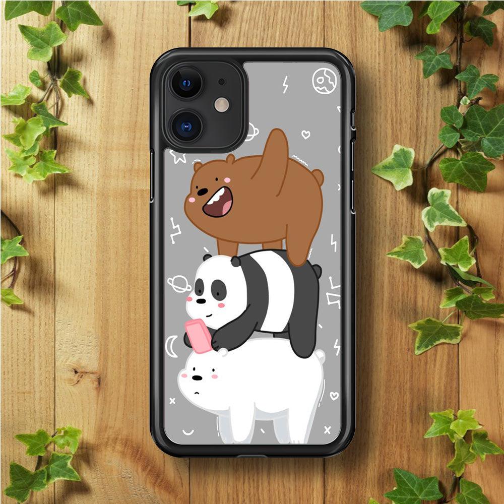 We Bare Bear Overlap iPhone 11 Case-Rubber / Black (2D Case)-Xtracase