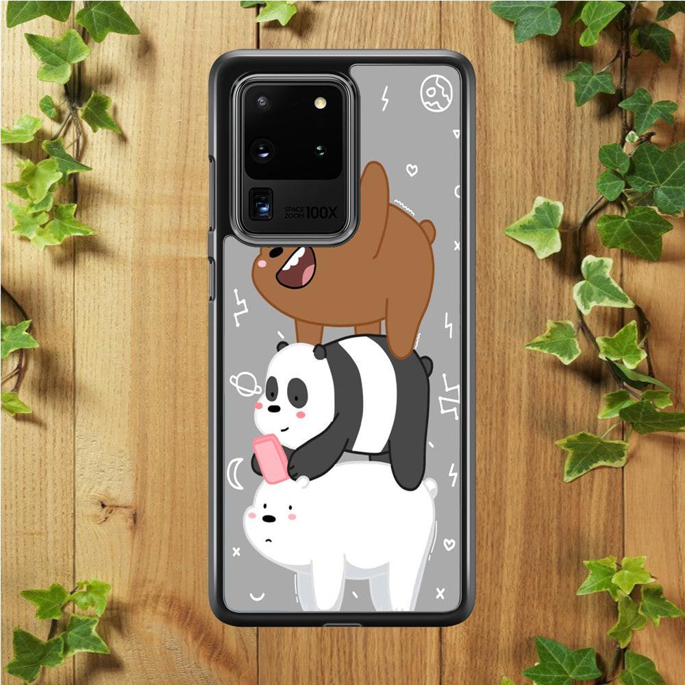 We Bare Bear Overlap Samsung Galaxy S20 Ultra Case-Rubber / Black (2D Case)-Xtracase