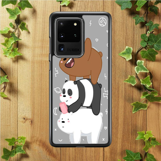 We Bare Bear Overlap Samsung Galaxy S20 Ultra Case-Rubber / Black (2D Case)-Xtracase
